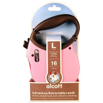 Alcott Adventure Retractable Belt Leash Pink LG 16 ft.