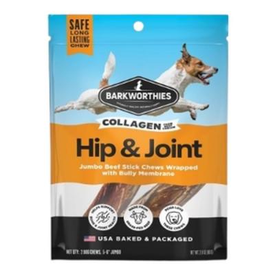 Barkworthies Dog Bully Wrapped Collagen Jumbo 6 in.