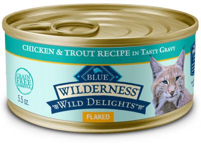 Blue Wilderness Wild Delights Adult Cat Flaked Chicken & Trout Recipe 5.5 oz.