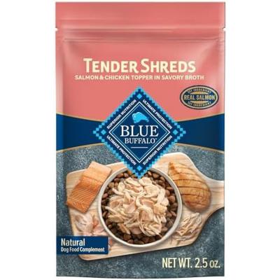 Blue Buffalo Tender Shreds Salmon & Chicken Toppers in Savory Broth 2.5 oz.