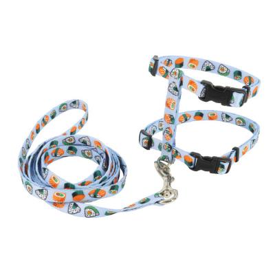 Coastal Figure H Adjustable Cat Harness/Leash Sushi on Blue 10-18 in.
