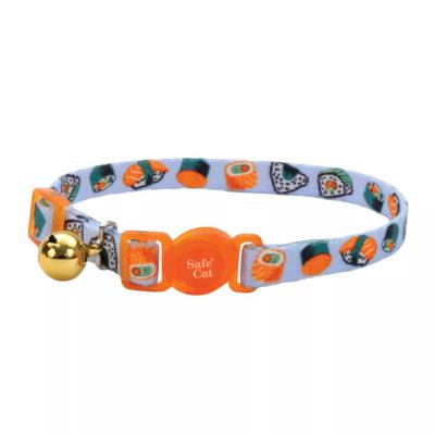 Coastal Safe Cat Adjustable Breakaway Collar Sushi On Blue 3/8 in. X 8-12 in.