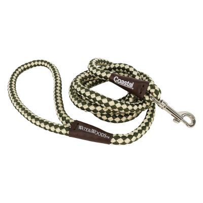 Coastal Water & Woods Braided Rope Snap Dog Leash Green & White 1/2 in. x 6 ft.