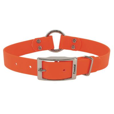 Coastal Water & Woods Waterproof Dog Collar w/Center Ring Orange 24 in.
