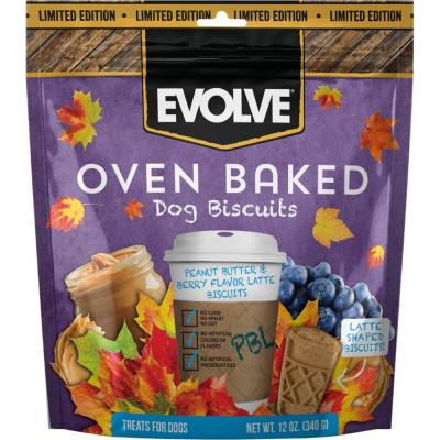 Evolve Oven Baked Latte Dog Biscuits Peanut Butter/Berry 12 oz.