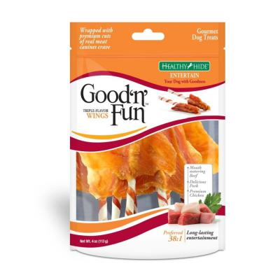Good 'N' Fun Triple Flavor Wings Dog Treats Beef Pork & Chicken 4 oz.