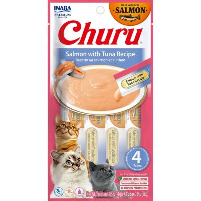 Churu Puree Cat Treats Salmon & Tuna 0.5 oz. 4 Pack