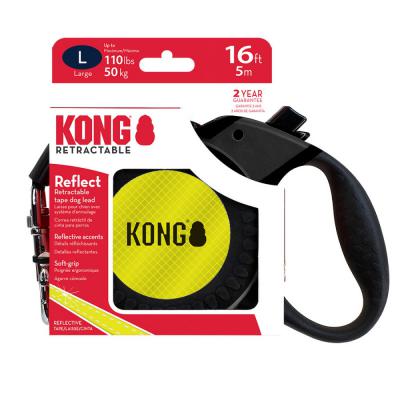 KONG Terrain Reflective Retractable Dog Leash Black LG 16 ft.