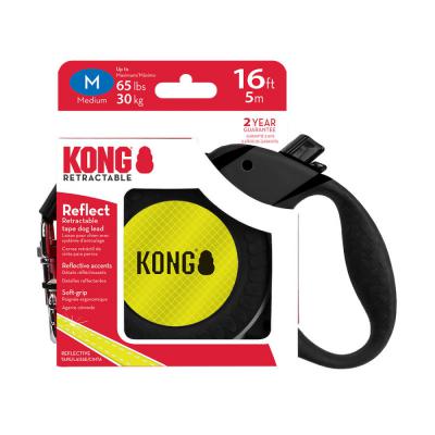 KONG Terrain Reflective Retractable Dog Leash Black MD 16 ft.