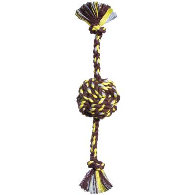 Monkey Fist Ball Dog toy w/Rope Ends Brown & Yellow Jumbo 20 in.