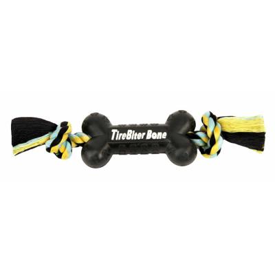 Mammoth TireBiter Bone w/Rope Dog Toy MultiColor 16 in. LG