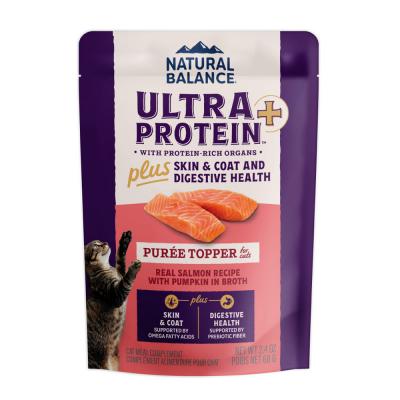 Natural Balance Ultra Protein+ Skin Coat & Digestive Health Puree Cat Food Topper 2.4 oz.