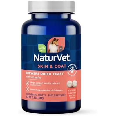 NaturVet Brewers Dried Yeast Formula with Garlic Flavoring Plus Vitamins for Dogs and Cats Chewable Tablets 1000 ct