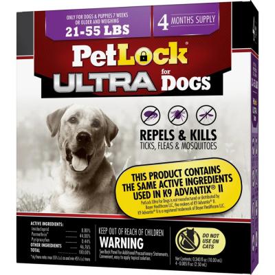 Petlock Max Petlock Ultra Flea & Tick Control For Dogs 21-55 lb. 4 Pack
