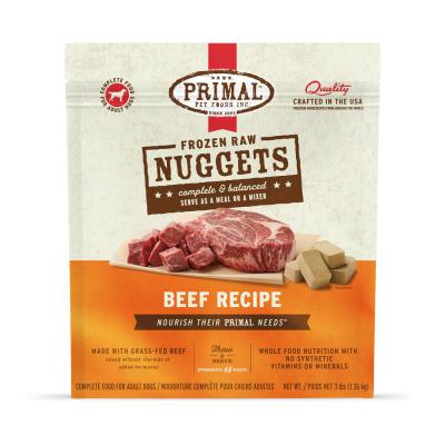 Primal Frozen Raw Nuggets Beef Formula For Dogs 3 lb.