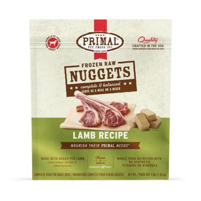 Primal Frozen Raw Nuggets Lamb Formula For Dogs 3 lb.