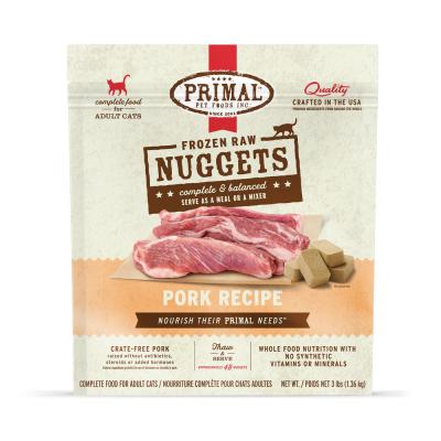 Primal Frozen Raw Nuggets Pork Formula For Cats 3 lb.