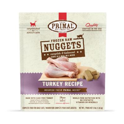 Primal Frozen Raw Nuggets Turkey Formula For Cats 3 lb.