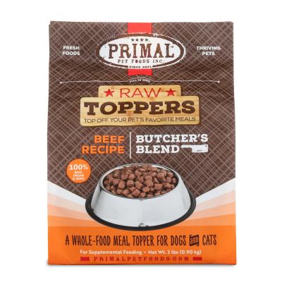 Primal Frozen Raw Toppers Butcher's Blend Beef Recipe For Dogs & Cats 2 lb.