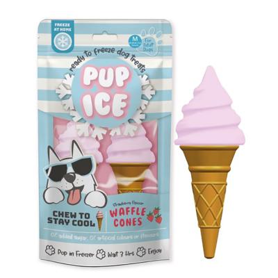 Pup Ice Waffle Cones Strawberry Flavor Ready To Freeze Dog Treats Medium 2 Pack
