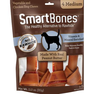 SmartBones Medium Chews Peanut Butter Rawhide Free Chews For Dogs 4 Count