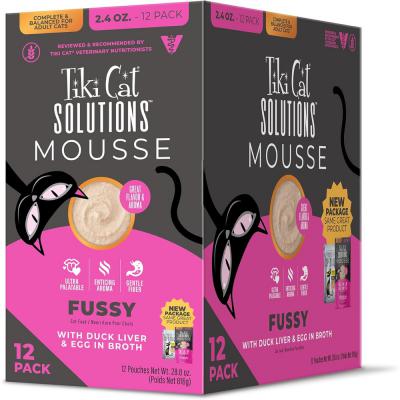 Tiki Cat Solutions Mousse Multipack Fussy Duck Liver & Egg 2.4 oz. 12 Pack