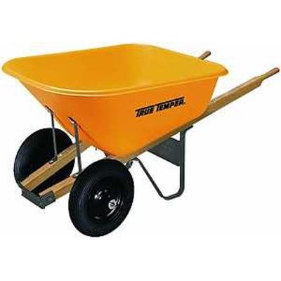 True Temper Wheelbarrow with Dual Wheels 8 cu ft. Poly 2 Wheel