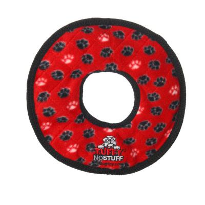 Tuffy NO STUFF Ultimate Ring Dog Toy Red Paw 9 in.