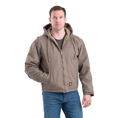 Berne Men's Washed Duck Sherpa-Lined Hooded Work Coat XL Grey