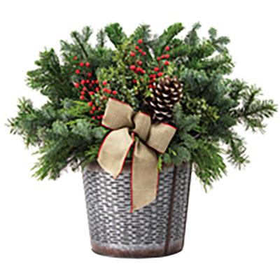 Holiday Planter 12 Inch Farmhouse Tin