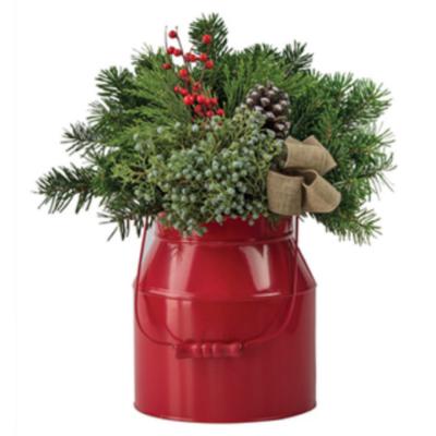Holiday Planter 9 Inch Red Milk Can