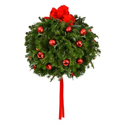 Kissing Ball 14 In. Decorated Red