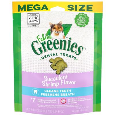 Feline Greenies Dental Treats Succulent Shrimp Flavor 4.6 oz.