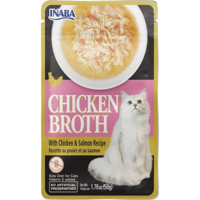 Inaba Chicken Broth Side Dish For Cats Chicken & Salmon 1.76 oz.