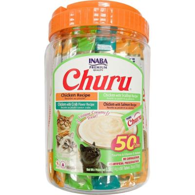 Inaba Churu Puree Cat Treats Variety Pack Chicken/Seafood 0.5 oz. 50 ct
