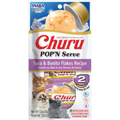 Churu Pop'N Serve Cat Treat Tuna & Bonito Flakes 2.46 oz.