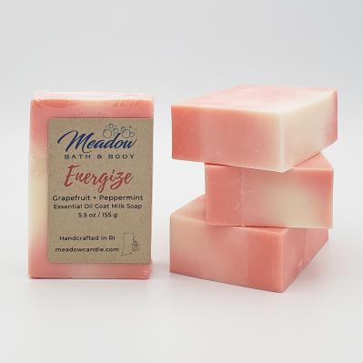 Meadow Bath & Body Energize Grapefruit & Peppermint Essential Oil Goat Milk Soap 5-5 oz