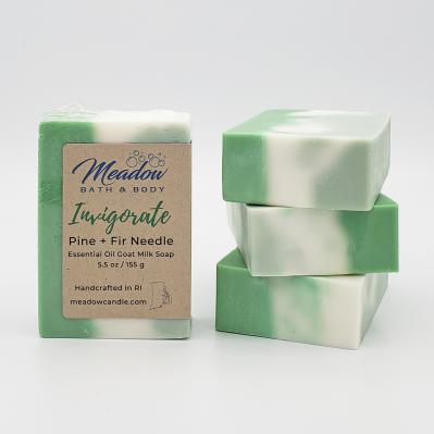 Meadow Bath & Body Invigorate Pine & Fir Needle Essential Oil Goat Milk Soap 5-5 oz