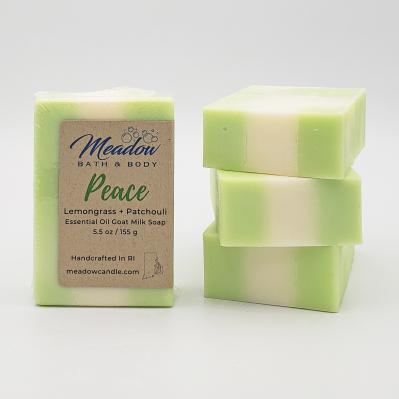 Meadow Bath & Body Peace Lemongrass & Patchouli Essential Oil Goat Milk Soap 5-5 oz